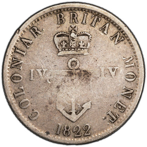 SOLD British West Indies 1822 1/4 Dollar Silver Coin KM #3 - Anchor Money