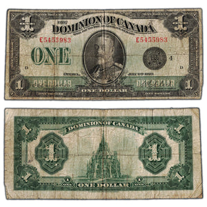 SOLD $1 1923 Dominion of Canada Note Black Seal Series E DC-25o