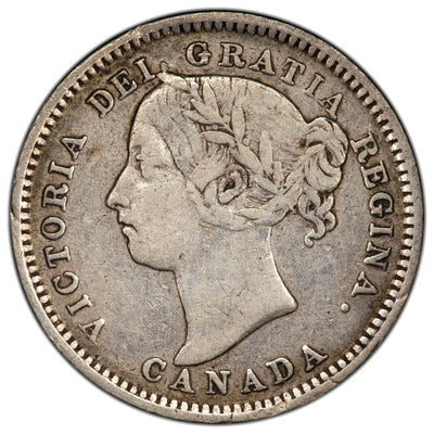 Canada 1886 Small 6 Obverse #5 10 Cents Dime Silver Coin - Fine +