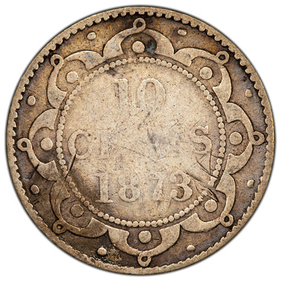 Newfoundland 1873 10 Cents Dime Silver Coin - Scratches