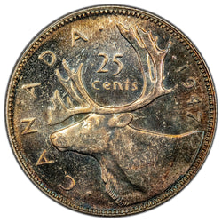 SOLD Canada 1947 25 Cents Quarter Silver Coin - Uncirculated