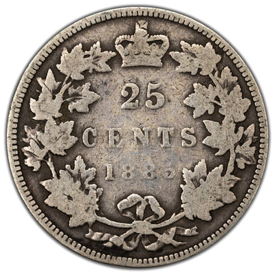 SOLD Canada 1885 Curved Top 5 25c Quarter Silver Coin - G-6
