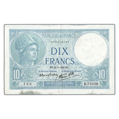 France 1939 10 Ten Francs Note P #94 - VF+ (stain)