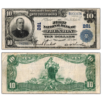SOLD United States 1902 $10 Bank of Trenton NJ #281 National Note - Circulated