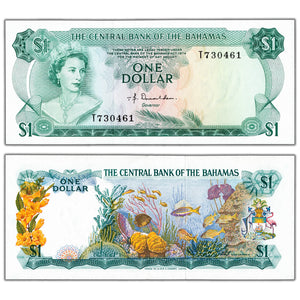 SOLD Bahamas 1974 $1 One Dollar Note P #35a - AU/UNC