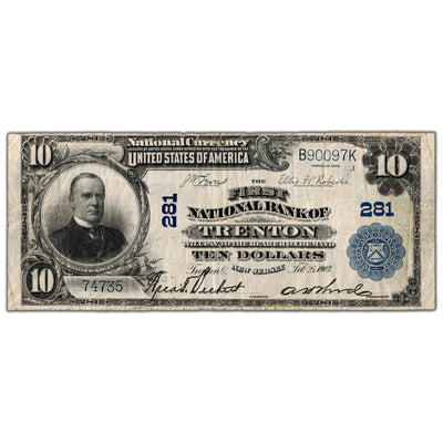 SOLD United States 1902 $10 Bank of Trenton NJ #281 National Note - Circulated
