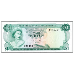 Bahamas 1974 $1 One Dollar Note P #35a - AU/UNC