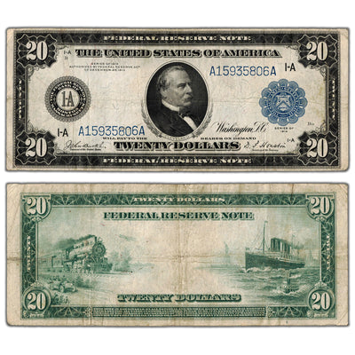SOLD United States 1914 $20 Twenty Dollars Boston, MA Federal Reserve Note - Circulated