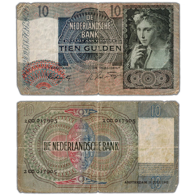 Netherlands 1940 10 Ten Gulden Note P #56b - Circulated