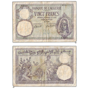 SOLD Algeria 1941 20 Twenty Francs Note P #78 - Circulated