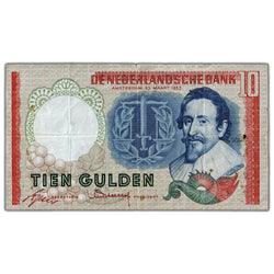Netherlands 1953 10 Ten Gulden Note P #85 - Circulated (rust, small hole)