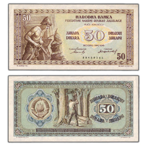 SOLD Yugoslavia 1946 50 Dinara Note P #64 - AU +
