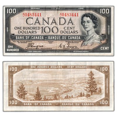 SOLD $100 1954 Bank of Canada Note Devil Face Coyne-Towers BC-35a - VF