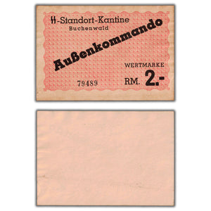 SOLD Germany 1944 WWII Buchenwald 2 Reichsmark Concentration Camp Note