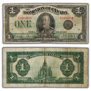 SOLD $1 1923 Dominion of Canada Note Campbell-Clark Black Series E Seal DC-25o