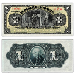 SOLD Mexico El Banco De Hidalgo 1914 1 One Peso Remainder Note P #S304b - UNC