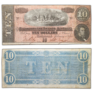 SOLD United States 1864 $10 Ten Dollars Confederate Note
