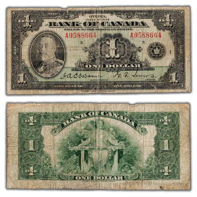 $1 1935 Bank of Canada Note English Text BC-1 - VG/F