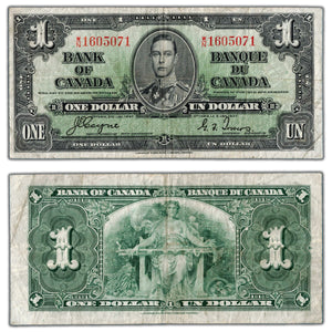 SOLD $1 1937 Bank of Canada Note Coyne-Towers W/N Better Prefix BC-21d - Fine