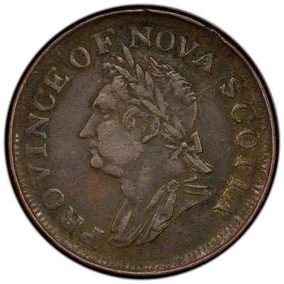 Nova Scotia 1832 Flat Top 1 / Engrailed Edge One Penny Token NS-4A1