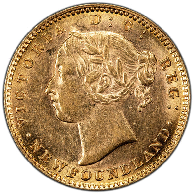SOLD Newfoundland 1882-H $2 Two Dollars Gold Coin - Choice AU+