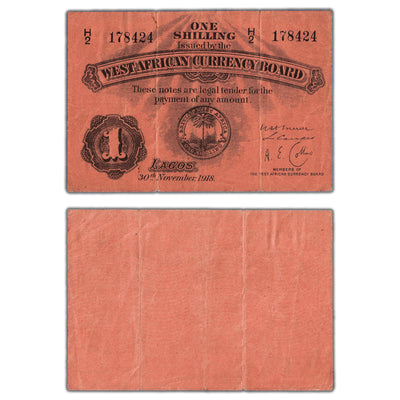 SOLD British West Africa 1918 1 One Shilling Note P #1a - Tears
