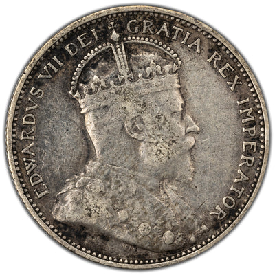 Canada 1910 25c Quarter Silver Coin - Very Fine