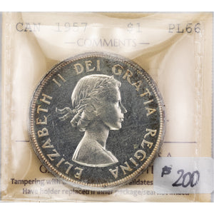 SOLD Canada 1957 $1 Silver Dollar Coin - ICCS Proof Like PL-66