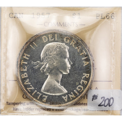 SOLD Canada 1957 $1 Silver Dollar Coin - ICCS Proof Like PL-66
