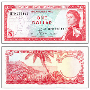 SOLD East Caribbean States 1965 $1 One Dollar Note P #13f - UNC