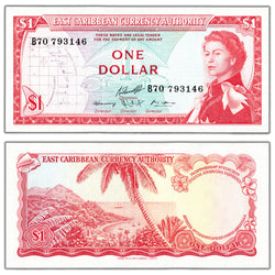 East Caribbean States 1965 $1 One Dollar Note P #13f - UNC