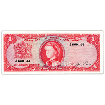Trinidad & Tobago ND (1964) $1 One Dollar Note P #26a - AU+