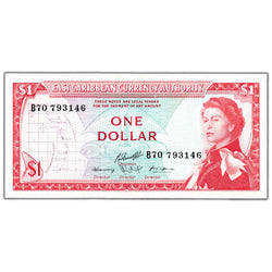 East Caribbean States 1965 $1 One Dollar Note P #13f - UNC