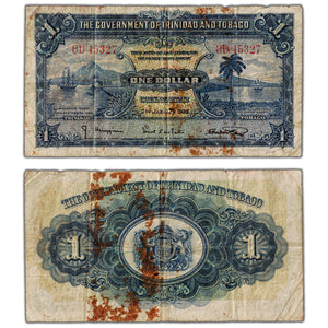 SOLD Trinidad & Tobago 1939 $1 One Dollar Note P #5b - Rust