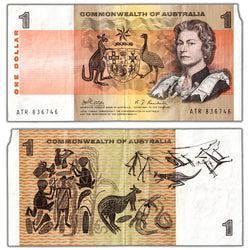 Australia ND (1966-72) $1 One Dollar Note P #37c - Missing Corner