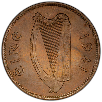Ireland 1941 1/2d Half Penny Coin KM #10 - Uncirculated