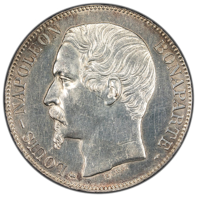 France 1852 A 5 Francs Silver Coin - Uncirculated (lightly cleaned)