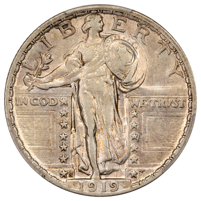 United States 1919-S 25 Cents Standing Liberty Quarter Silver Coin - PCGS XF-40