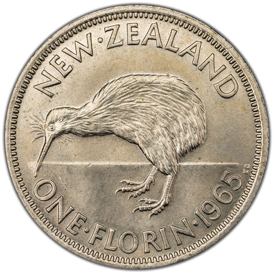 New Zealand 1965 Florin Coin KM #28 - Brilliant Uncirculated
