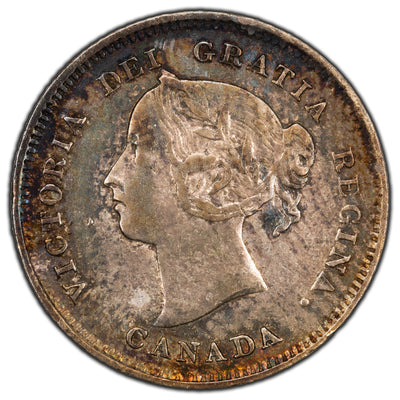 Canada 1886 Small 6 5 Cents Silver Coin - VF+