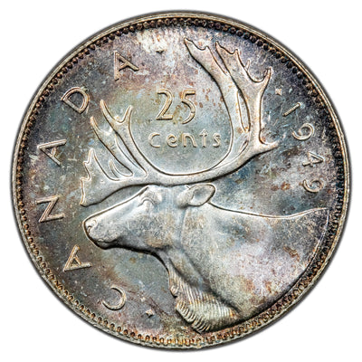 Canada 1949 25 Cents Quarter Silver Coin - Choice Uncirculated