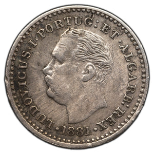 SOLD Portuguese India 1881 1/8 Rupia Silver Coin