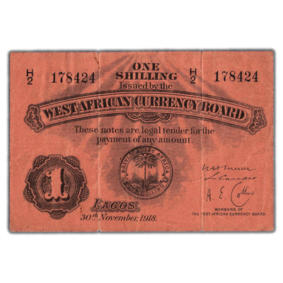 SOLD British West Africa 1918 1 One Shilling Note P #1a - Tears