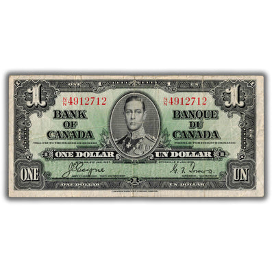 $1 1937 Bank of Canada Note Coyne-Towers N/N Prefix BC-21d