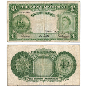 SOLD Bahamas ND (1953) 4 Four Shillings Note P #13b - Circulated