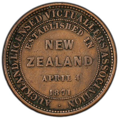New Zealand Auckland 1871 Licensed Victuallers Association Token