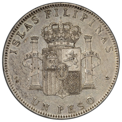 SOLD Philippines 1897 1 Peso Silver Coin KM #154