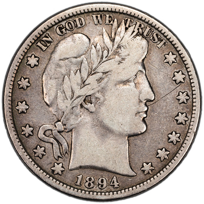 United States 1894 50 Cents Barber Half Dollar Silver Coin - Scratch