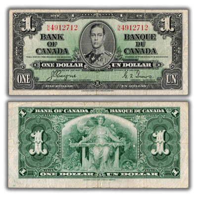 $1 1937 Bank of Canada Note Coyne-Towers N/N Prefix BC-21d
