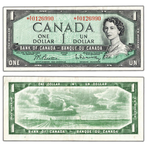 SOLD $1 1954 Bank of Canada Note *A/Y Replacement Prefix BC-37bA - VF/EF